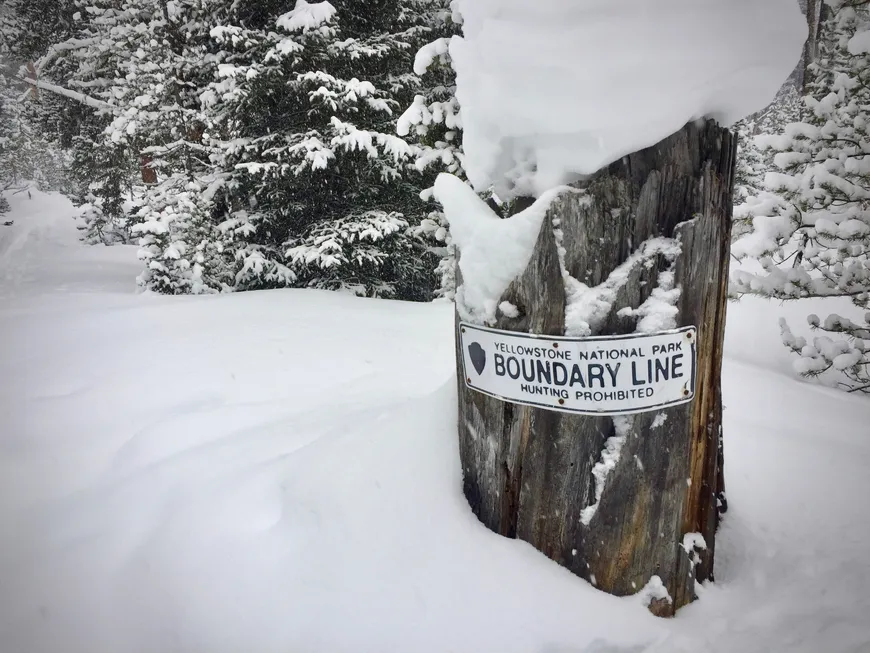 Ski Boundary Sign in Yellowstone 